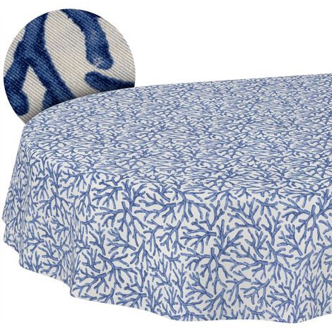 Nappe enduite Corail Bleu Ovale 220x140 cm intérieur/extérieur (1/5)