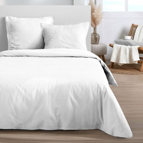 Housse de couette 240x220 blanche + 2 taies 100% microfibre (1/3)