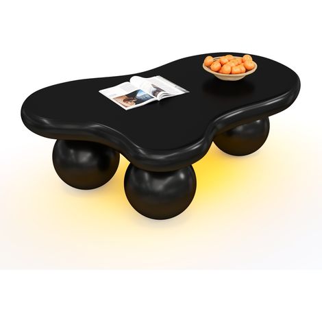 Pour une ambiance lumineuse et ludique, table basse en forme de nuage avec LED 16 couleurs et angles arrondis (1/5)