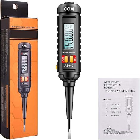 Détecteur de tension et testeur de phase sans contact, détection NCV, 12-300 V, écran LCD, détection de champ électrique, test de continuité, test de batterie, affichage numérique, lampe de poche inté (1/5)