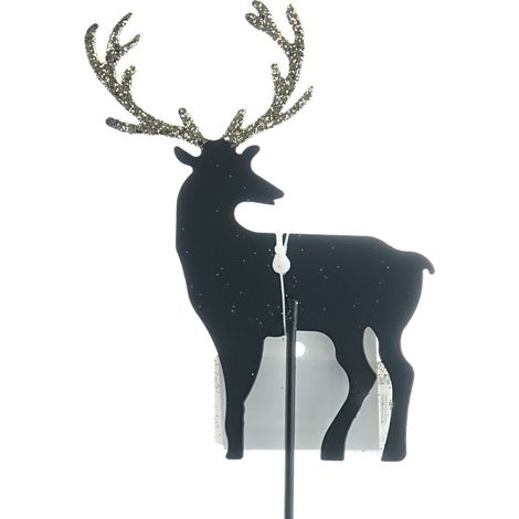 Scheulen – Pique décorative cerf noir à bois dorés – Métal, hauteur 10 cm