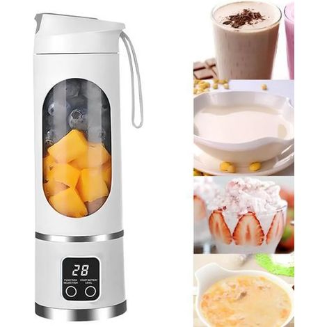 Tragbarer Standmixer mit USB-Anschluss, 50 W Leistung, geeignet zur Zubereitung von Smoothies und Cremes, ausgestattet mit 10 ultrascharfen Klingen, einem kompakten 450-ml-Mixbehälter und einer Entsaf