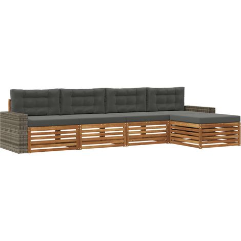 Ensemble de canapés d'extérieur 5 pc Naturel et Anthracite vidaXL