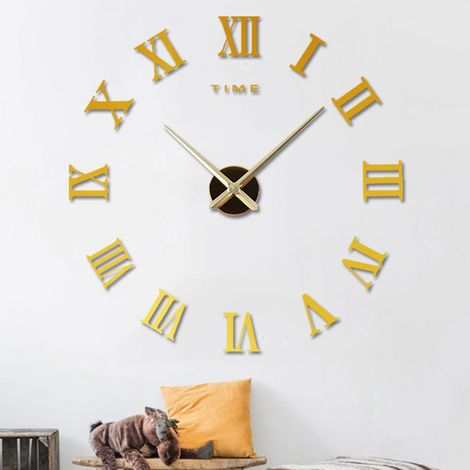 1 Horloge murale, chiffres romains, acrylique miroir, diamètre ajustable, salon chambre bureau (1/5)