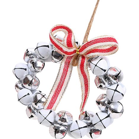 Weihnachtsglocke aus Metall, Weihnachtsglocke als Türschmuck für den Weihnachtsbaum, weiß/silber (1/5)