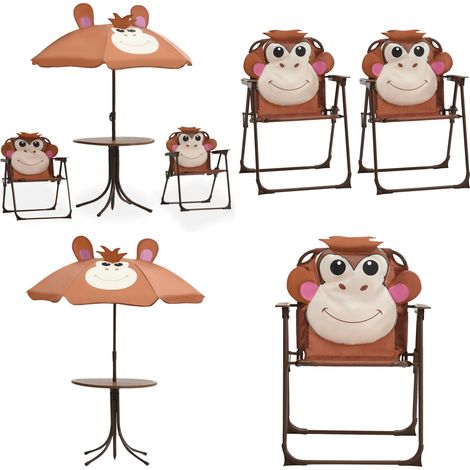 Ensemble de bistro avec parasol pour enfants 3 pcs Marron - Meubles De Jardin - Salon De Jardin Enfant - Set De Jardin Enfant - Parasol Enfant - Table Basse Enfant - Home & Living (1/5)