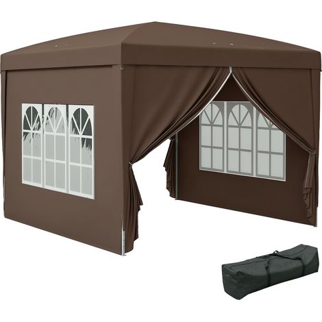Outsunny 3mx3m Pop Up Gazebo Party Tent Canopy Marquee with Storage Bag Coffee (1/5)