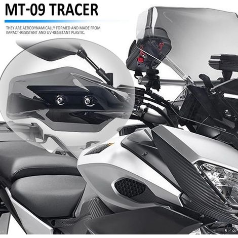 Convient aux motos Yamaha MT-09 Tracer 900 (modèles 2014-2017) - Extension de protège-mains et mise à niveau du pare-brise. (1/4)