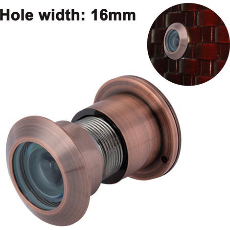 Judas grand angle, judas de porte, corps en laiton massif et lentille en verre HD grand angle, angle de vision de 220 degrés, perçage Ø 16/28 mm (1/4)