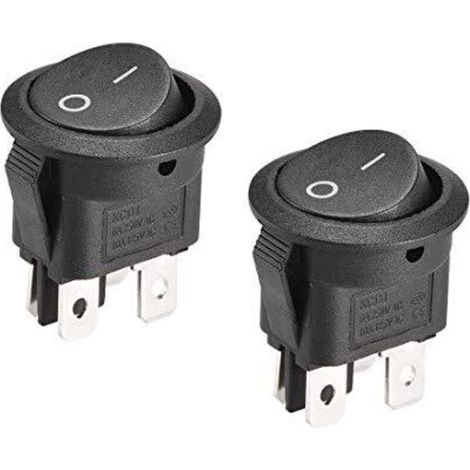 Runder Wippschalter für Boote, 4-polig, Ein/Aus, Wechselstrom 250 V/6 A, 125 V/10 A, 2 Stück (1/5)