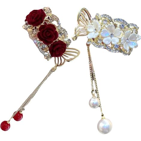 Pieces High Flower Pink Alloy Ponytail Clip (1/5)
