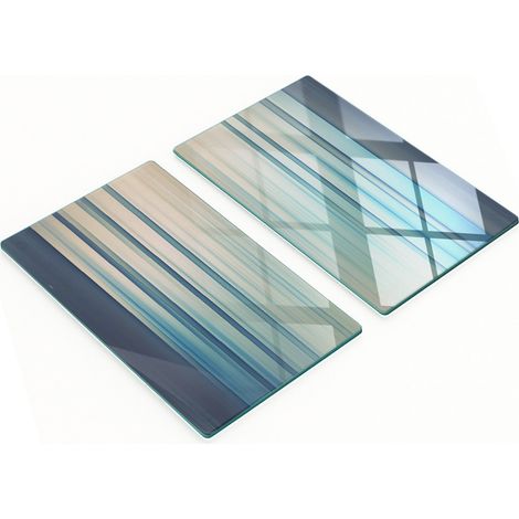 Tablas de cocina de vidrio templado con gr谩ficos de rayas azules 2x30x52 cm (1/5)