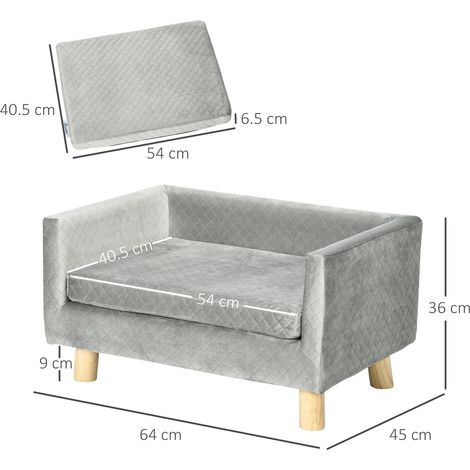 Style scandinave pour chien et chat, avec coussins en bois recouverts de velours, 64 x 45 x 36 cm, gris (1/5)