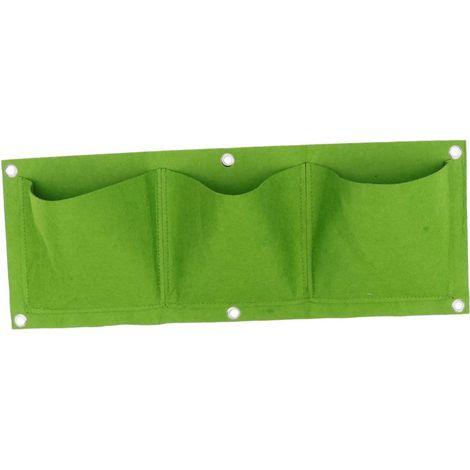 Sac à plantes UPKOCH en feutre vert avec 3 poches pour fixation verticale et murale (1/5)