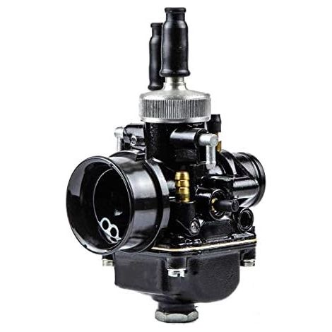 PHBG 17 mm Racing Black Edition DS Vergaser, schwarz aus Aluminium, 2-Takt-Motorrad, Roller, Quad, 50 cc, Vergaserstarter mit separatem Schmierkabel, flexiblem Einlass