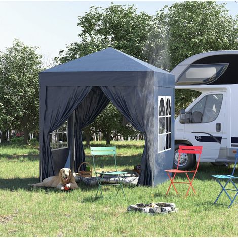 Carpa plegable exterior 2x2 m con 4 paredes acero OKMYHOME (1/5)