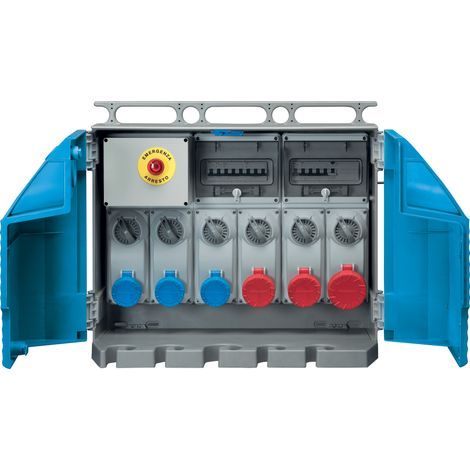 Quadro stagno da cantiere precablato a 6 prese interbloccate Palazzoli 616110