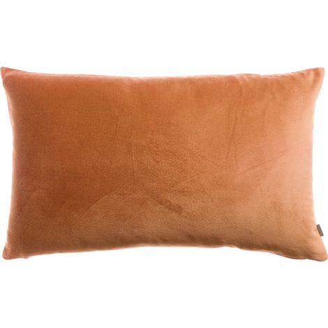 VIVARAISE - Coussin Elise Vivaraise - Coton velours et chambray, couleur rouille - 40 x 65 cm