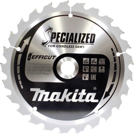 Lames carbure EFFICUT pour bois, pour scies radiales à batterie MAKITA/Taille:Ø 190 mm x 25 Dents
