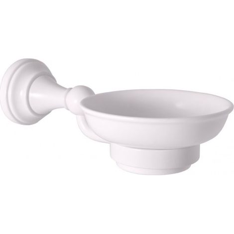 Porte-savon rétro MORAVA en laiton blanc et céramique 19x11 x6,45 cm (1/3)