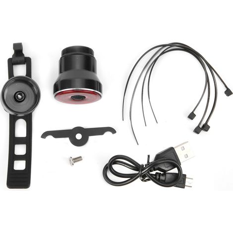 ZTTO Feu Arrière Vélo LED Rechargeable USB Étanche Lumière Frein Capteur Noir (1/5)