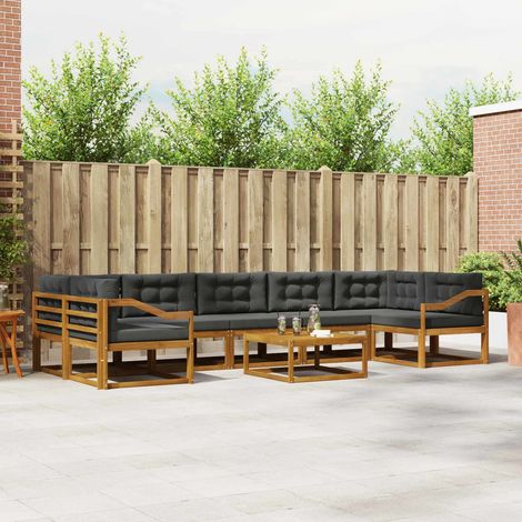 vidaXL Outdoor-Sofagarnitur mit Kissen 8 pcs Natur und Anthrazit (1/5)