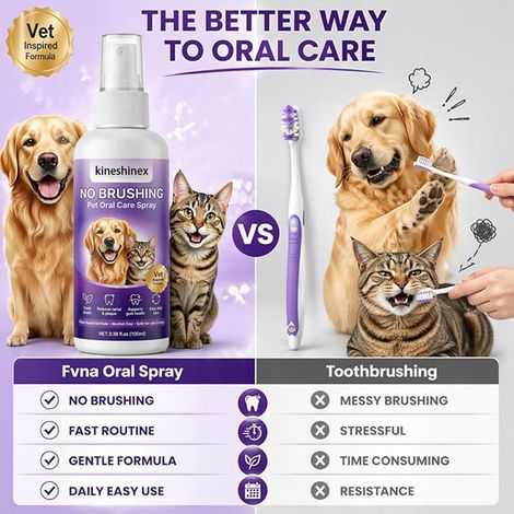 KineShineX Pet Oral Care Spray freshens breath and protects oral health. (1/5)