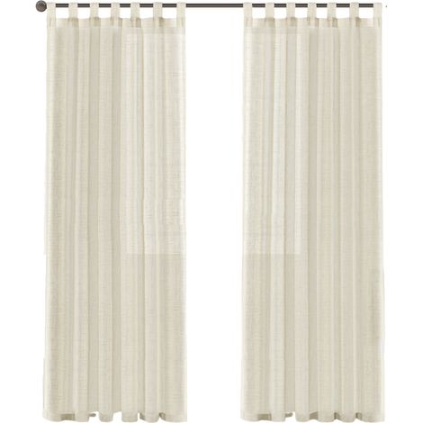 Rideaux en lin naturel, longs, à pattes, semi-transparents, élégants et décontractés, texturés, pour fenêtres. (1/5)