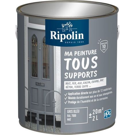 Peinture multi-support Ripolin RAL 7000 Gris bleu Mat 2L