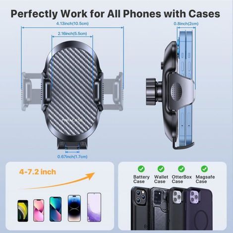 1 Support téléphone, crochet métal, rotation 360°, ventilation voiture, smartphone 4-7.2 pouces (1/5)