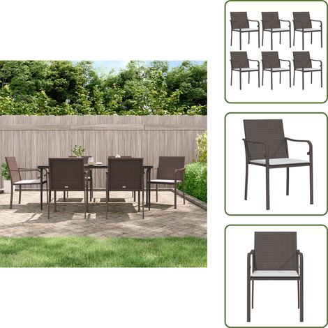 Gartenstühle mit Kissen 6 Stk. Braun 56x59x84 cm Poly Rattan - Gartenstühle - Outdoor Möbel - Terrassentisch - Lounge Set - Gartenlounge (1/5)