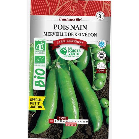 Semillas de guisante enano maravilla de Kelvedon BIO Los Dedos Verdes 30g