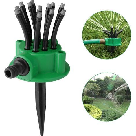 Verstellbarer Rasensprenger mit 360°-Drehung, automatisch, für Rasenflächen, Gärten und Gemüsebeete – Einstellbare Reichweite, gleichmäßiger Sprühnebel, Standard-Schlauchanschluss, wassersparend und i (1/5)