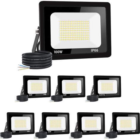 【8PCS】100W Projecteur LED Exterieur 10000LM IP66 Imperméable spot led exterieur Super Brillant Eclairage Extérieur Blanc Chaud(3000k) Sécurité spot led pour stades, usines, Parking, garage, jardi