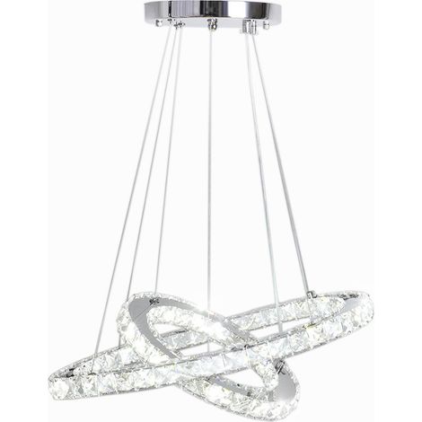 White LED Chandelier Lamp Wire Pendant Crystal Ceiling Lights, 40+60CM