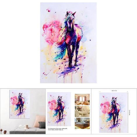 [Pintura al óleo] Caballo [Cuadro de caballo] Cuadro decorativo de pared sobre lienzo, 50 x 71 cm, sin marco (1/5)