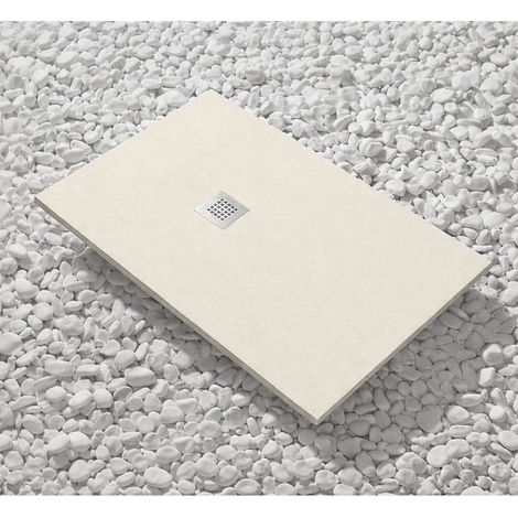 Piatto Doccia 65X110 cm Vulcano Line Slim Bianco Perla Ral 1013 In Resina Sintetica e Polvere Di Marmo Con Piletta In Omaggio - FRASCIO