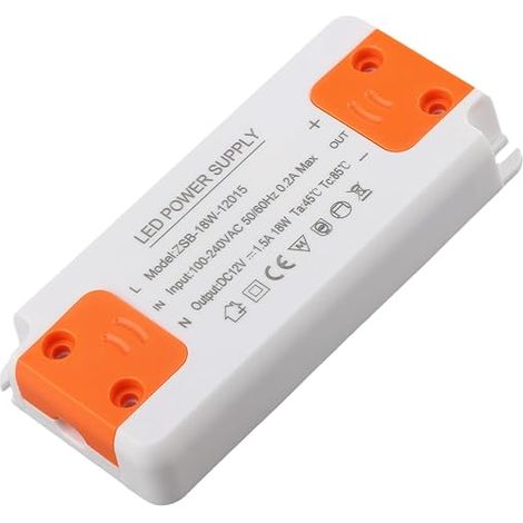 Transformateur 220V 12V LED 18W, Convertisseur de Tension AC à DC 1.5A, Ultra Mince Alimentation 12V pour Bande Lumineuse, Spots, Ampoules G4 MR16 GU5.3, Driver LED Basse Tension (1/5)