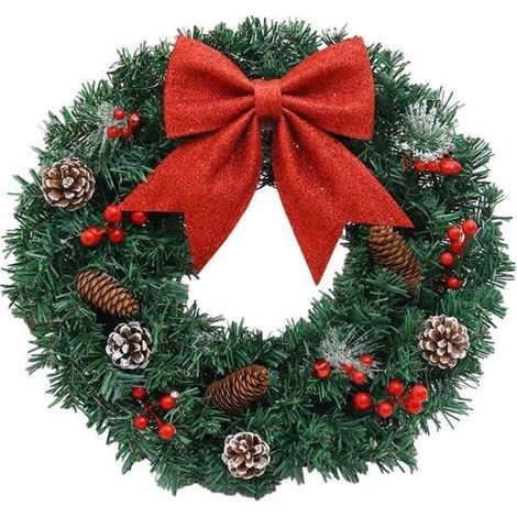 Weihnachtskranz - Weihnachtsdekoration - 50 cm - PVC - Grün - Innenbereich Bunt