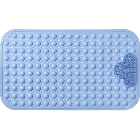Rutschfeste Duschmatte 70 x 40 cm, Massage-Badewannenmatte, Badewannenmatte mit Abflusslöchern und Saugnäpfen - Blau