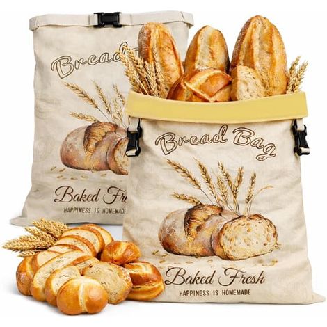 Ecleanfy - Lot de 2 sacs à pain XL en cire d'abeille pour levain, réutilisables et en coton biologique, adaptés au congélateur. (1/5)
