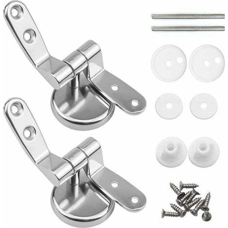 Attaches Charnière Abattant WC, Lot de 2 Charnières de Rechange pour Lunette de Toilette avec Fixations en Alliage de Zinc (1/5)