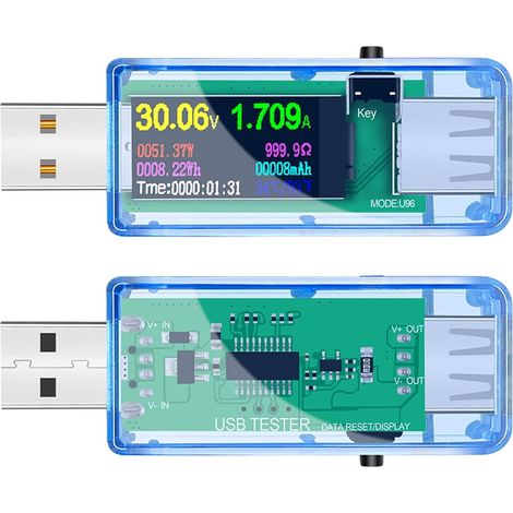 Testeur de charge de batterie 13 EN 1 Affichage numérique USB Testeur Courant Tension Chargeur Capacité Docteur Power Bank Detecteur de la batterie + QC2.0/3.0 Trigger(U96 usb tester) (1/5)