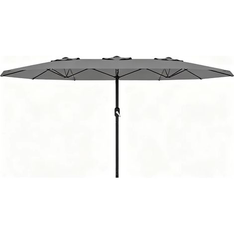 Parasol rectangulaire gris 15x9FT grand patio manivelle sans base (1/4)