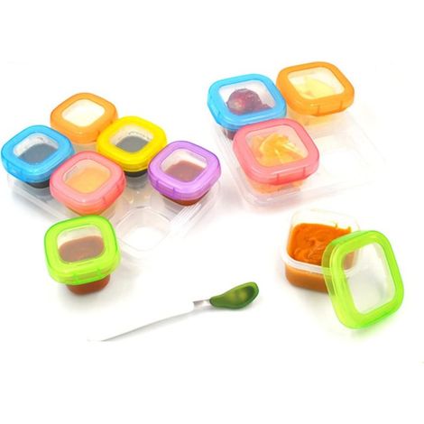 Set di 6 contenitori per alimenti a cubetti, colori assortiti, ermetici e a prova di perdite, adatti al microonde e alla lavastoviglie. (1/2)