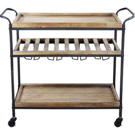 CARTY - carrello con ruote industrial in legno e acciaio (1/4)