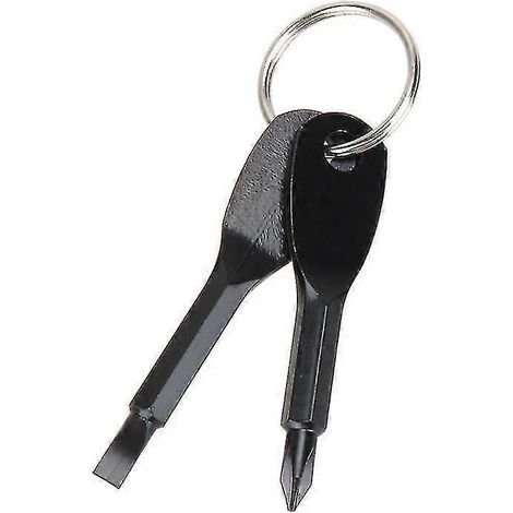 Lot de 2 tournevis de poche portables avec porte-clés, outil de survie en acier inoxydable, mini tournevis cruciforme et plat. (1/5)