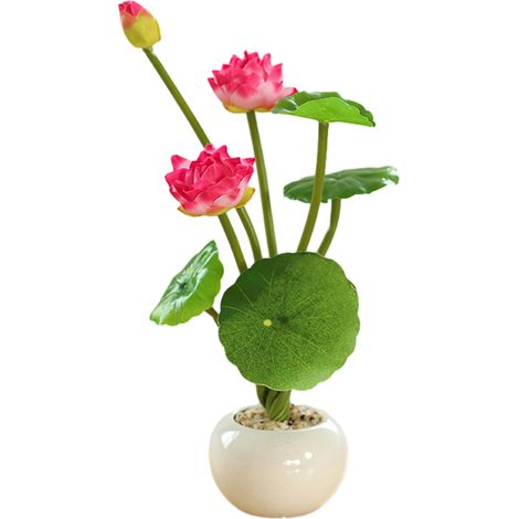 Plante Bonsai Artificielle - Fleur Lotus Simulée Rond Petite Taille - Décoration Intérieure Bureau Maison Café - 1 Pièce (1/5)