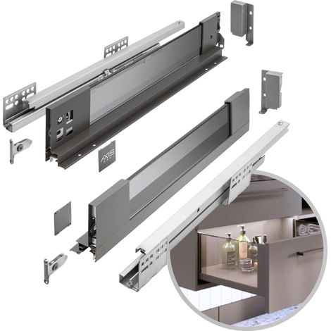GTV - Sistema di cassetti AXIS PRO Cassetto con lati in vetro Cassetto Sistema cassetto Altezza: 84 mm Lunghezza: 350 mm Antracite con vetro fumé