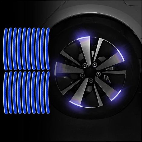 20 Pegatinas Reflectantes para Llantas de Rueda, Adhesivos Impermeables para Neumáticos de Coche, Tiras Decorativas de Seguridad Reflectantes Nocturnas para el Interior de las Llantas de Coche y Moto (1/5)